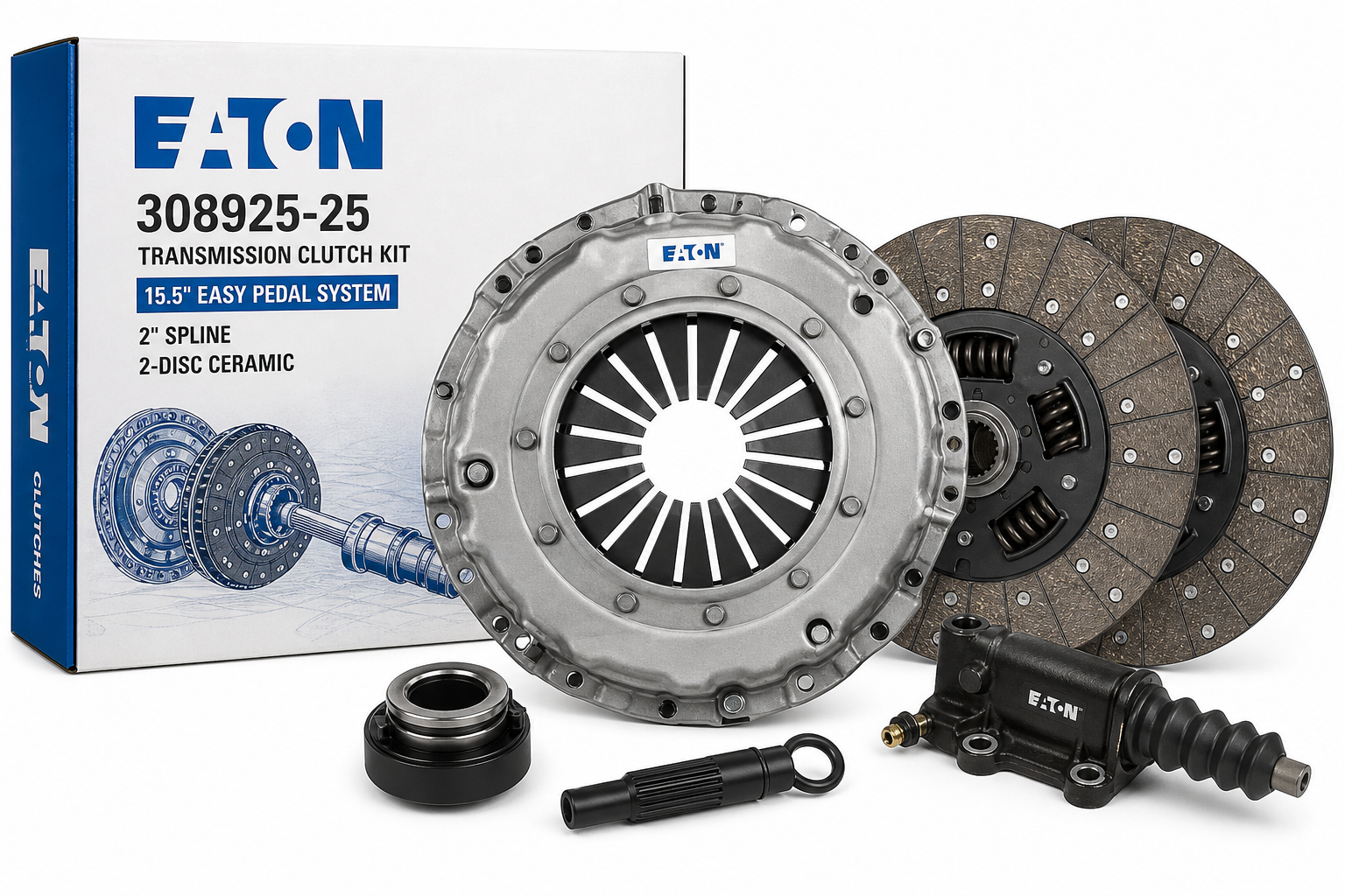 EATON 308925-25 Transmission Clutch Kit - 15.5" Easy Pedal, 2" Spline, 2050 lb-ft, 2-Disc Ceramic