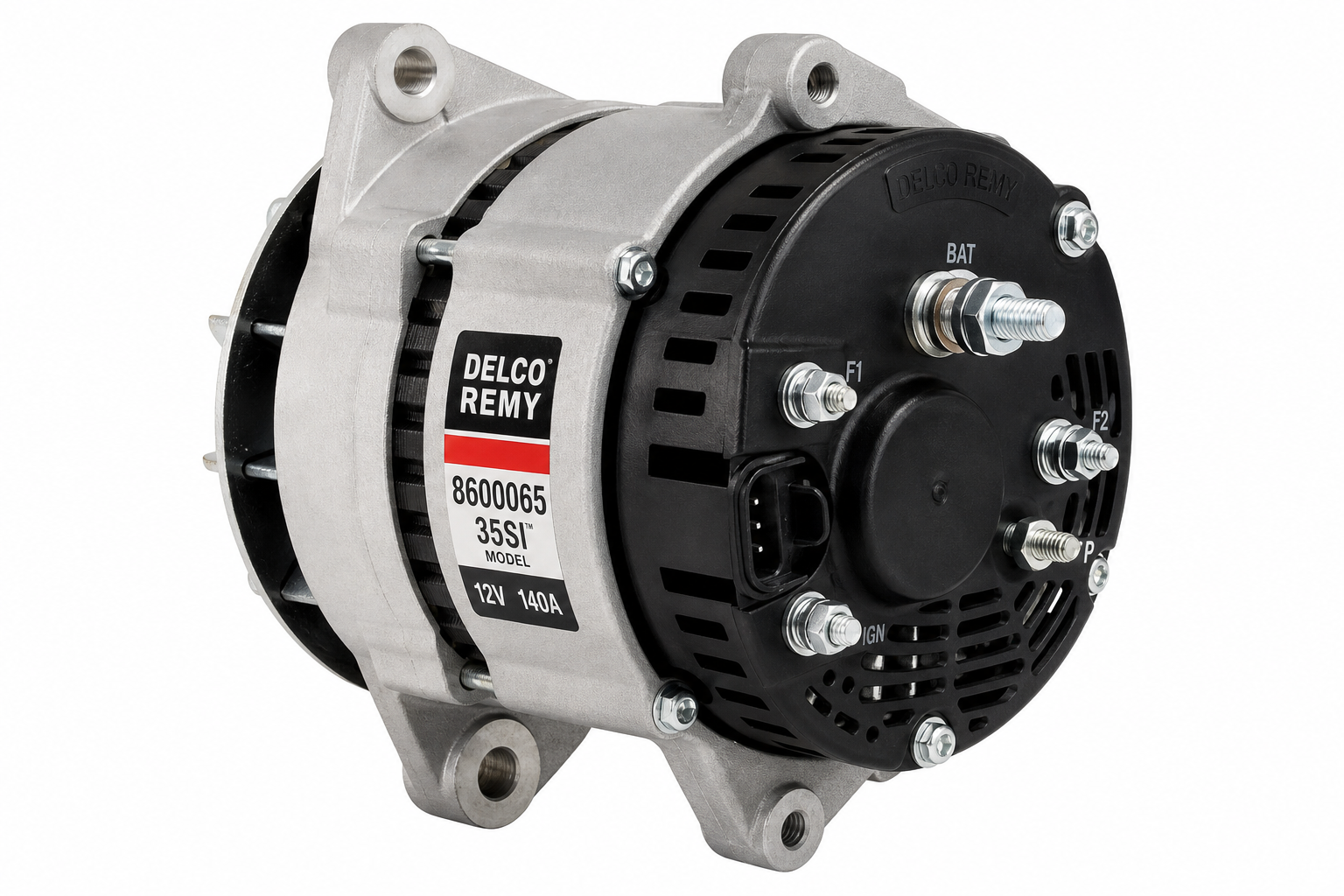 DELCO REMY 8600065 Alternator - 35SI Model, 12V, 140A, 1/4 B+ Output Terminal, Quad